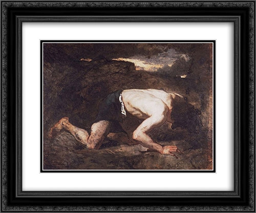 The Fugitive 24x20 Black Ornate Wood Framed Art Print Poster with Double Matting by Couture, Thomas