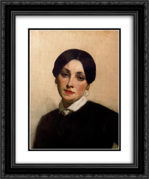 Portrait of Miss Florentin 20x24 Black Ornate Wood Framed Art Print Poster with Double Matting by Couture, Thomas