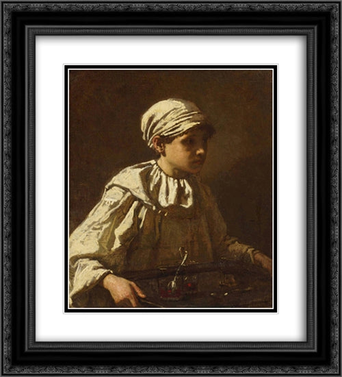 The Little Confectioner 20x22 Black Ornate Wood Framed Art Print Poster with Double Matting by Couture, Thomas