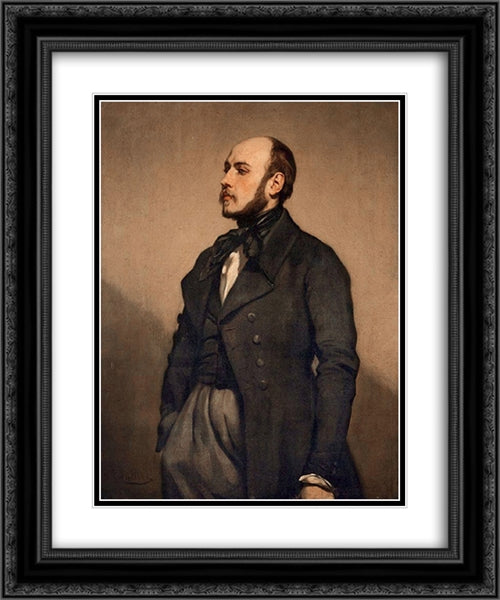 Portrait of a Man 20x24 Black Ornate Wood Framed Art Print Poster with Double Matting by Couture, Thomas