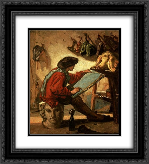 A Realist 20x22 Black Ornate Wood Framed Art Print Poster with Double Matting by Couture, Thomas