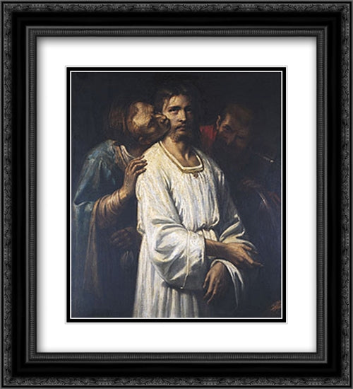 The Kiss of Judas 20x22 Black Ornate Wood Framed Art Print Poster with Double Matting by Couture, Thomas