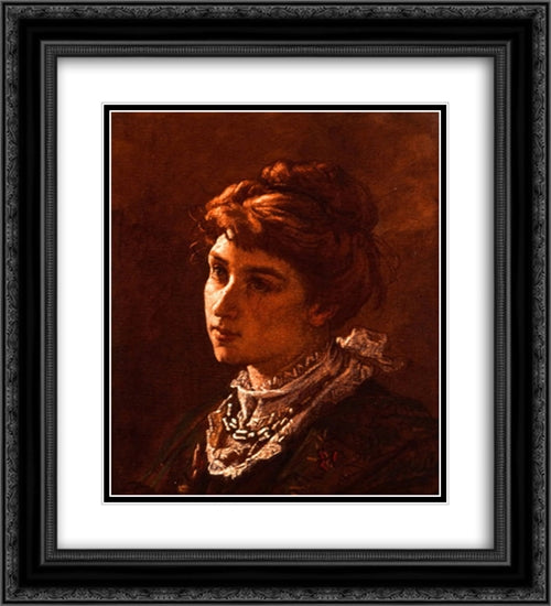 Madame de Brunecke 20x22 Black Ornate Wood Framed Art Print Poster with Double Matting by Couture, Thomas