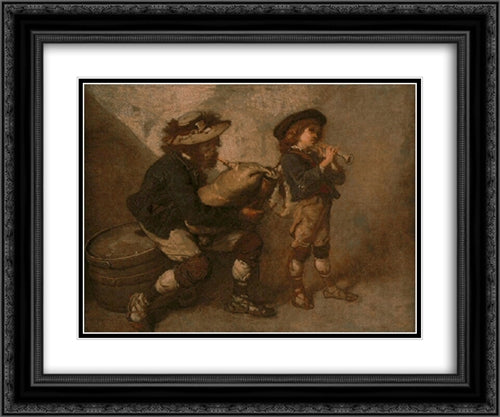 Piper and his son 24x20 Black Ornate Wood Framed Art Print Poster with Double Matting by Couture, Thomas