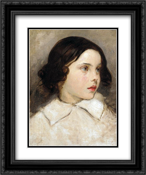 Study of a Young Girl 20x24 Black Ornate Wood Framed Art Print Poster with Double Matting by Couture, Thomas