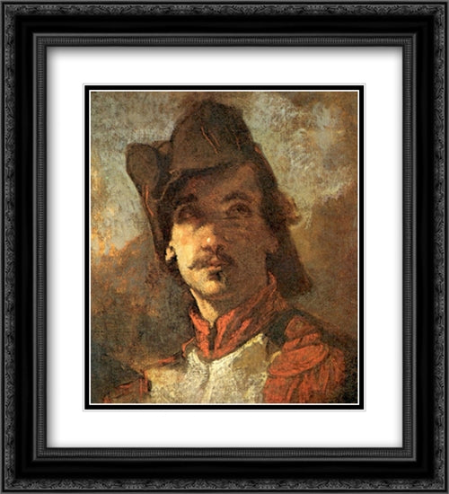 French Volunteer 20x22 Black Ornate Wood Framed Art Print Poster with Double Matting by Couture, Thomas