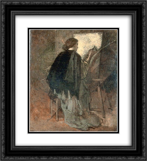 American pupil painting 20x22 Black Ornate Wood Framed Art Print Poster with Double Matting by Couture, Thomas