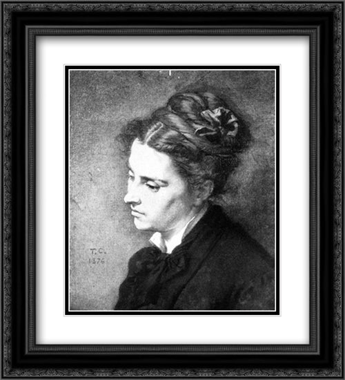 Head of a Woman 20x22 Black Ornate Wood Framed Art Print Poster with Double Matting by Couture, Thomas