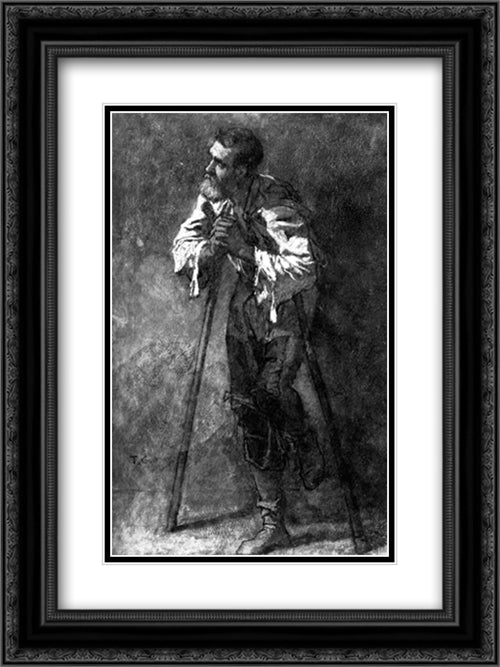 Study of a Lame Man 18x24 Black Ornate Wood Framed Art Print Poster with Double Matting by Couture, Thomas