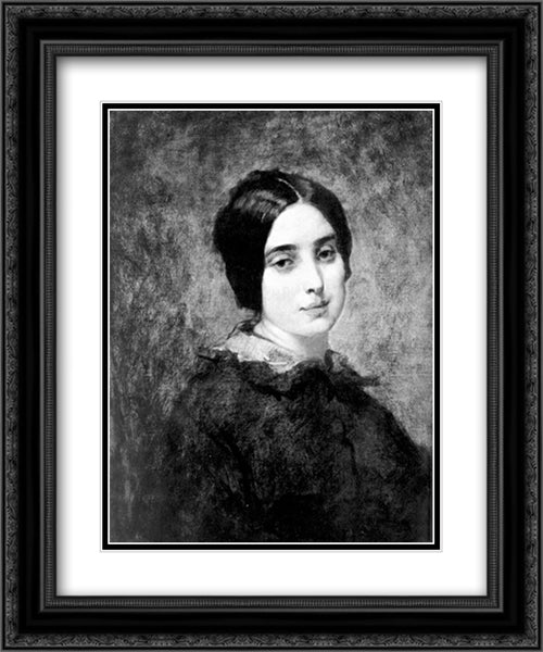 Portrait of Zelie Courbet 20x24 Black Ornate Wood Framed Art Print Poster with Double Matting by Couture, Thomas