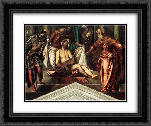 Crowning with Thorns 24x20 Black Ornate Wood Framed Art Print Poster with Double Matting by Tintoretto