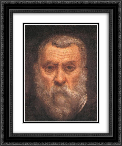 Self'portrait [detail: 1] 20x24 Black Ornate Wood Framed Art Print Poster with Double Matting by Tintoretto