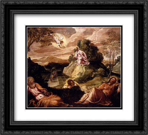 Agony In The Garden 22x20 Black Ornate Wood Framed Art Print Poster with Double Matting by Tintoretto
