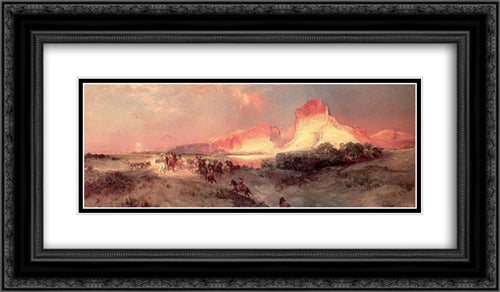 Green River Cliffs, Wyoming 24x14 Black Ornate Wood Framed Art Print Poster with Double Matting by Moran, Thomas