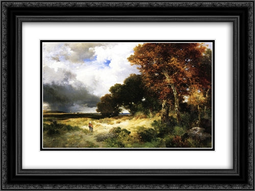 Autumn, Peconic Bay, Long Island 24x18 Black Ornate Wood Framed Art Print Poster with Double Matting by Moran, Thomas