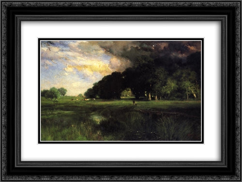 Approaching Storm 24x18 Black Ornate Wood Framed Art Print Poster with Double Matting by Moran, Thomas
