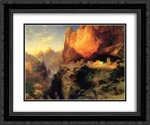 Cliff Dwellers 24x20 Black Ornate Wood Framed Art Print Poster with Double Matting by Moran, Thomas
