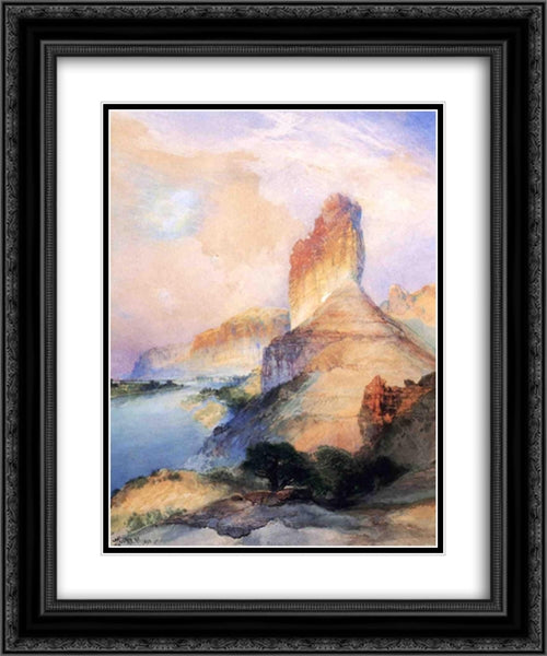 Castle Butte, Green River, Wyoming 20x24 Black Ornate Wood Framed Art Print Poster with Double Matting by Moran, Thomas