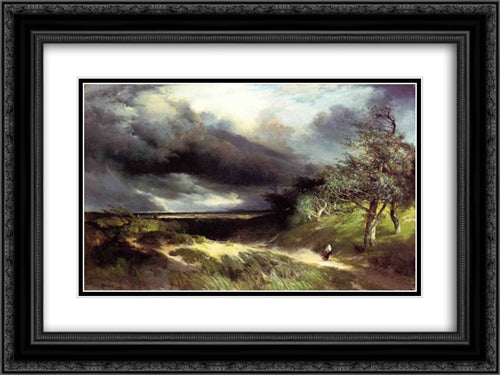 East Hampton, Long Island, Sand 24x18 Black Ornate Wood Framed Art Print Poster with Double Matting by Moran, Thomas