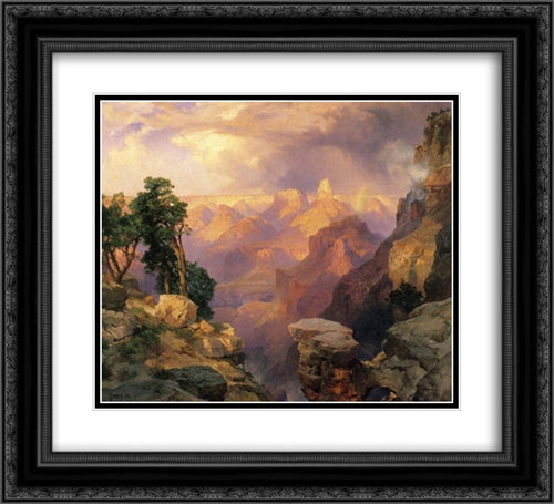 Grand Canyon with Rainbows 22x20 Black Ornate Wood Framed Art Print Poster with Double Matting by Moran, Thomas