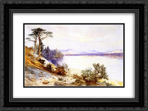 Head of the Yellowstone River 24x18 Black Ornate Wood Framed Art Print Poster with Double Matting by Moran, Thomas