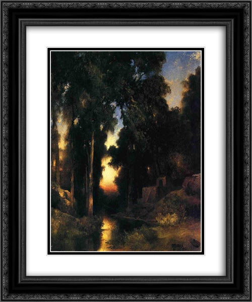 Mission in Old Mexico 20x24 Black Ornate Wood Framed Art Print Poster with Double Matting by Moran, Thomas