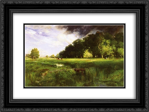 Summer Squall 24x18 Black Ornate Wood Framed Art Print Poster with Double Matting by Moran, Thomas