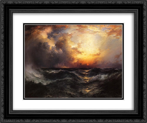 Sunset in Mid'Ocean 24x20 Black Ornate Wood Framed Art Print Poster with Double Matting by Moran, Thomas
