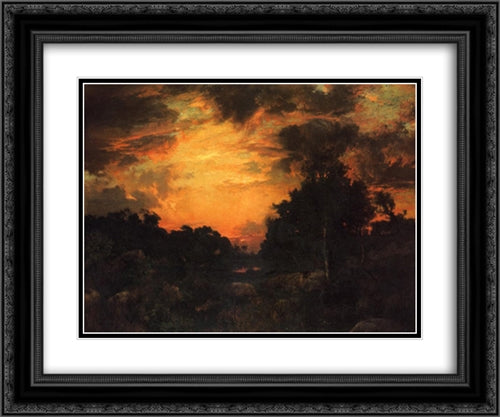 Sunset on Long Island 24x20 Black Ornate Wood Framed Art Print Poster with Double Matting by Moran, Thomas