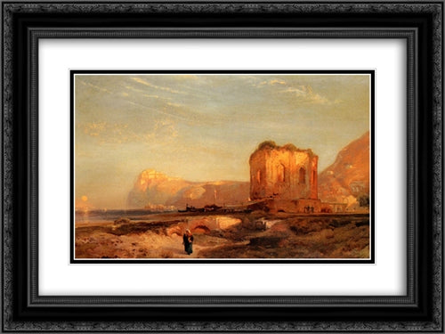 Temple of Venus, Castle of Baiae 24x18 Black Ornate Wood Framed Art Print Poster with Double Matting by Moran, Thomas