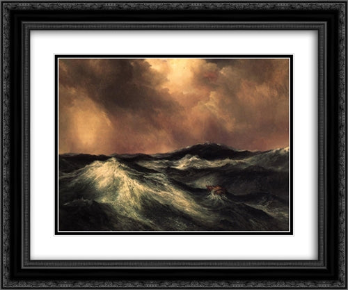 The Angry Sea 24x20 Black Ornate Wood Framed Art Print Poster with Double Matting by Moran, Thomas