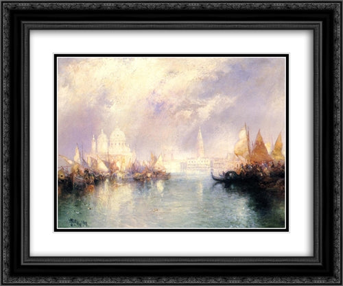 The Church of Santa Maria della Salute, Venice 24x20 Black Ornate Wood Framed Art Print Poster with Double Matting by Moran, Thomas