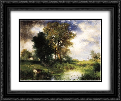 The Passing Storm 24x20 Black Ornate Wood Framed Art Print Poster with Double Matting by Moran, Thomas