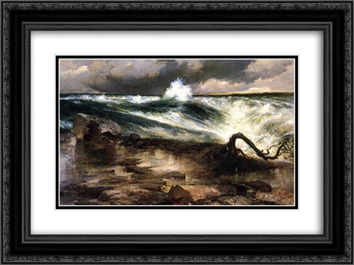 The Rapids above Niagara 24x18 Black Ornate Wood Framed Art Print Poster with Double Matting by Moran, Thomas