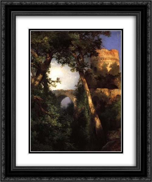 Two Owls 20x24 Black Ornate Wood Framed Art Print Poster with Double Matting by Moran, Thomas