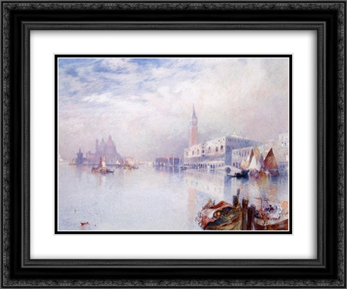 Venetian Scene 24x20 Black Ornate Wood Framed Art Print Poster with Double Matting by Moran, Thomas