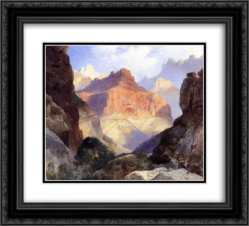 Under the Red Wall, Grand Canyon of Arizona 22x20 Black Ornate Wood Framed Art Print Poster with Double Matting by Moran, Thomas
