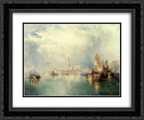 Venice ' Grand Canal 24x20 Black Ornate Wood Framed Art Print Poster with Double Matting by Moran, Thomas