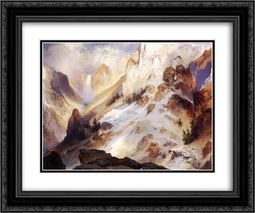 Yellowstone Canyon 24x20 Black Ornate Wood Framed Art Print Poster with Double Matting by Moran, Thomas