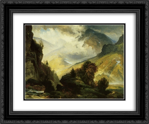 The White Mountains 24x20 Black Ornate Wood Framed Art Print Poster with Double Matting by Moran, Thomas