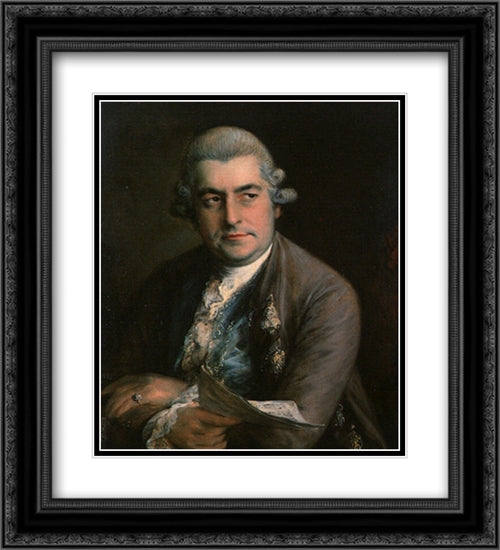 Johann Christian Bach 20x22 Black Ornate Wood Framed Art Print Poster with Double Matting by Gainsborough, Thomas