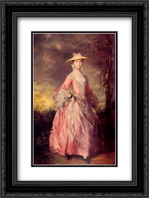 Mary, Countess of Howe 18x24 Black Ornate Wood Framed Art Print Poster with Double Matting by Gainsborough, Thomas