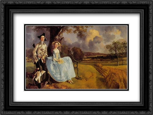 Mr and Mrs Andrews 24x18 Black Ornate Wood Framed Art Print Poster with Double Matting by Gainsborough, Thomas