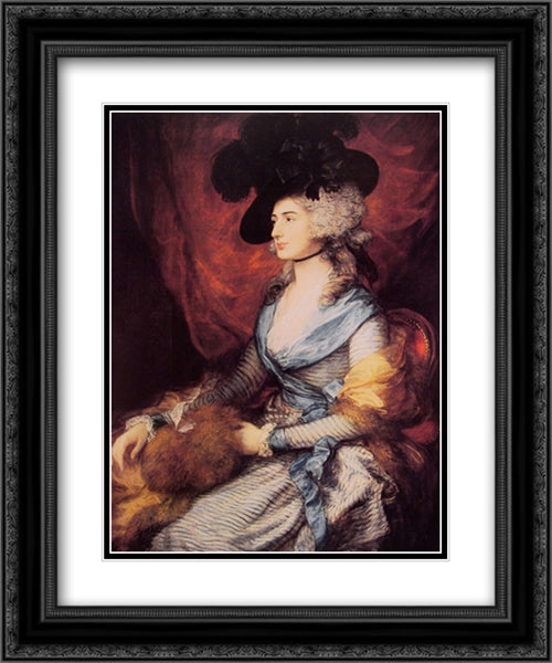 Mrs Sarah Siddons 20x24 Black Ornate Wood Framed Art Print Poster with Double Matting by Gainsborough, Thomas