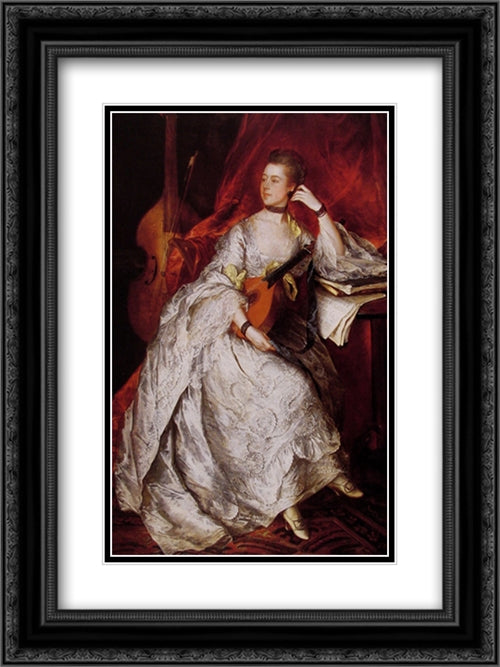 Ann Ford (Mrs Philip Thicknesse) 18x24 Black Ornate Wood Framed Art Print Poster with Double Matting by Gainsborough, Thomas