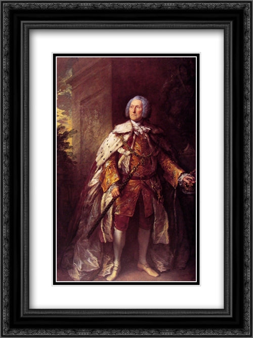 John, fourth Duke of Argyll 18x24 Black Ornate Wood Framed Art Print Poster with Double Matting by Gainsborough, Thomas