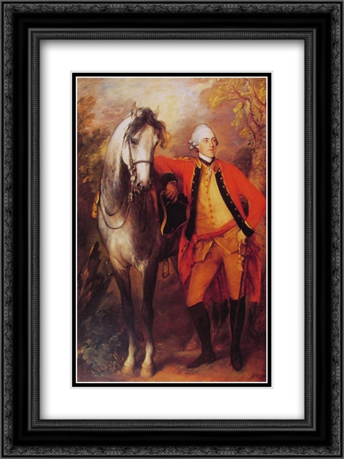 Lord Ligonier 18x24 Black Ornate Wood Framed Art Print Poster with Double Matting by Gainsborough, Thomas