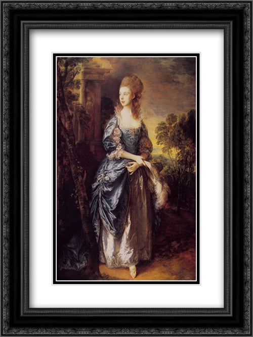 The Honourable Frances Duncombe 18x24 Black Ornate Wood Framed Art Print Poster with Double Matting by Gainsborough, Thomas