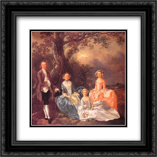 The Gravenor Family 20x20 Black Ornate Wood Framed Art Print Poster with Double Matting by Gainsborough, Thomas