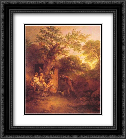 The Woodcutters' Return 20x22 Black Ornate Wood Framed Art Print Poster with Double Matting by Gainsborough, Thomas